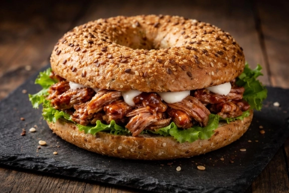 Pulled pork-os bagel