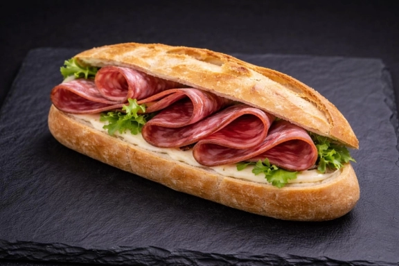 Milánói szalámis mini bagett zöldfűszeres sajtkrémmel