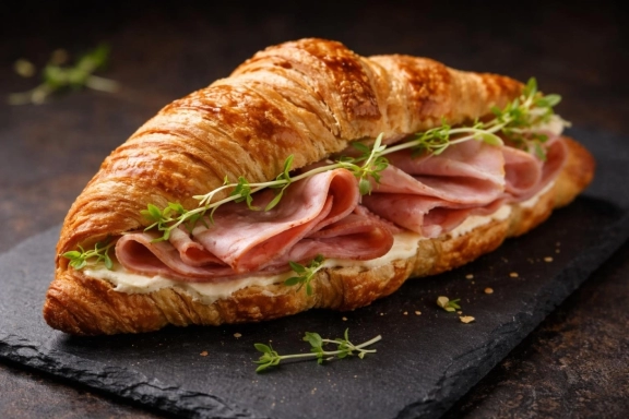 Sonkás, vajkrémes croissant