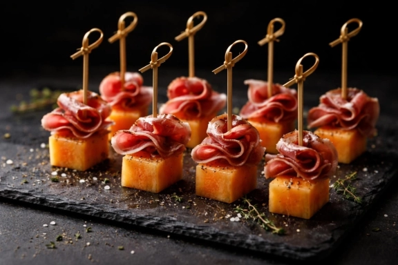 Feketeerdei sonka sárgedinnyével nyárson