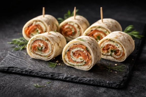 Füstölt lazacos tortillatekercs