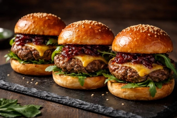 Mini marha sajtburger lilahagymalekvárral